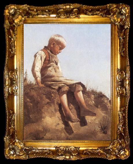 framed  Franz von Lenbach Young Boy in the Sun, ta009-2